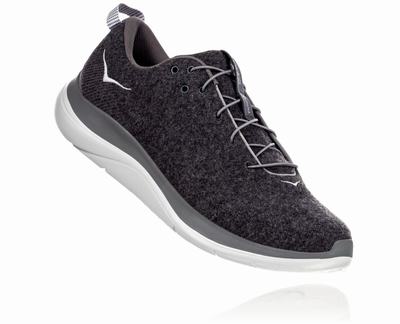 Hoka One One Hupana Flow Wool Férfi Wide Cipő - Sötét Szürke [H7354-378]